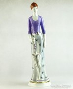 0K325 Esernyős nő Hollóházi porcelán figura 41 cm