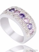 Ezüst gyűrű kétféle színű lila kővel 7-es  ÚJ!