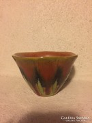 Iparművészeti kis kerámia kaspó - ceramic bowl, signed (90)