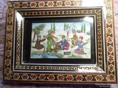 Eredeti , kézzel festett , kis, arab témájú miniatúra