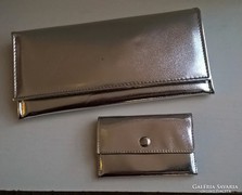 Retro ezüst színü női színházi táska  hozzá való kis pénztárcával