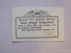 Rozsnyó 20 pengő krajcár 1849 UNC