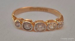 Szép antik art deco brill platina 18kt arany gyűrű