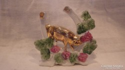 Számozott antik mini arany malac porcelán