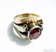Piros köves aranyozott ezüst gyűrű szovjet