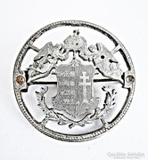 Ezüst angyalos magyar címeres érme, kitűző