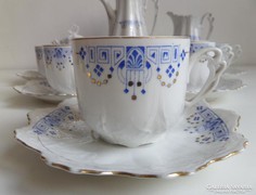 Gyönyörű angol, kék-arany szecessziós teáskészlet