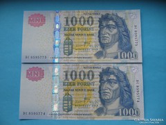 Hajtatlan  !!!!  Unc !!!! 1000 Forint 2010 DC 2Db Srszk !!!