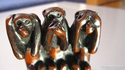 A 3 bölcs majom, távol-keleti bronz színű, resin szobor