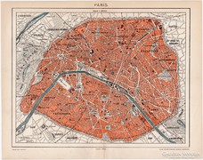 Párizs térkép 1898, Pallas, antik, eredeti