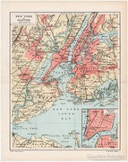 New York és környéke térkép 1894, Pallas, antik, eredeti