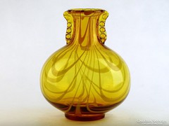 0K668 Fújtüveg BOHEMIA művészi üveg váza 25 cm