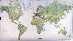 0K705 Geocarta domborzati világtérkép 72 x 124 cm