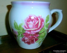 Zsolnay hatalmas porcelán rózsás bögre