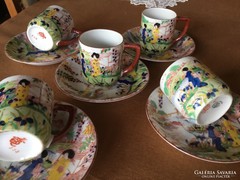 Kézifestéses japán csésze 5 db, kistányérral