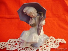 Antik német Carl Scheidig porcelán esernyős kisgyerek