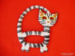 Art deco iparművészeti kerámia cica,macska falidísz