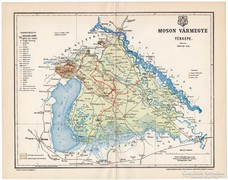 Moson vármegye térkép 1897, antik, eredeti