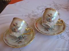 Lüsztermázas, cseh porcelán kávés és teás csészék