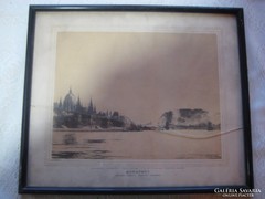 István Zádor: Budapest etching: Danube detail