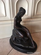 Női akt bronz szobor, francia művész jelzett szobra