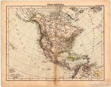 Észak - Amerika térkép 1893, eredeti, német, antik