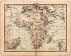 Afrika térkép 1893, eredeti, német nyelvű, antik