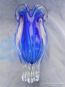 Muránói kék üveg váza.Vastag,gyönyönyörű darab.