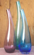Színes üveg váza, 1 db 33 cm, 2 db 24 cm üvegváza