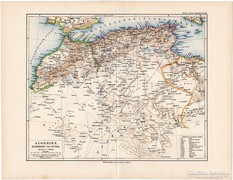 Algéria, Marokkó, Tunisz térkép 1892, Afrika, német