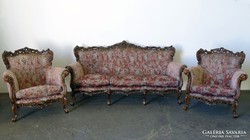 0L473 Hibátlan barokk kanapé és fotel pár