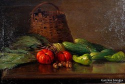 Ádler Mór (1826-1902) " Csendélet zöldségekkel "