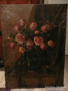 Murin Vilmos (1891-1952) rózsás csendélet olaj 80*58 cm