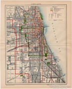 Chicago város térkép 1895, régi, antik, eredeti