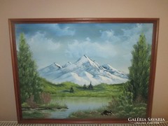 Kanadai Majestic Hófödte hegye-tájkép.Vászon-olaj festmény. 60 x 44 cm.