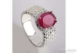 Raspberry red stone ring size 8