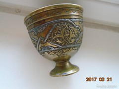 13-16 sz.MAMLUK BIRODALMI perzsa iszlám ezüstberakásos kávés pohár tartó