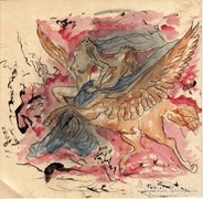 Szárnyalás papír, tus-akvarell 18,5 x 19 cm. Lehoczky József