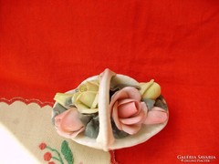 Ritka antik Karl Ens porcelán rózsakosár