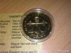 UNC 200 Forint /Aranyozott Ezüst, Certifikattal 