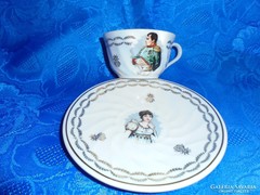  Francia porcelán kávés csésze+ alj Napóleon és Eugénia