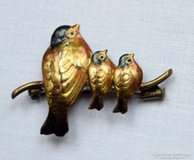 Antik bécsi bronz bross- melltű madarakkal