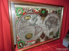 Világtérkép föld térkép falikép  tükör nagy méretű  86x60 cm