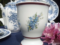 Footed glass with forget-me-not pattern