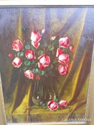 Murin Vilmos eredeti nagyméretű rózsás virágcsendélet.