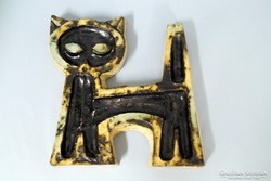 Zsolnay pirogránit fekete macska