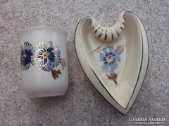 Zsolnay búzavirágos mini váza és tálka