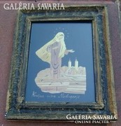 Virgin Mary Over the City, Signed Antique Inlay Work