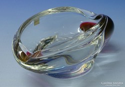 0M875 Jelzett fújtüveg művészi üveg hamutál 10 cm