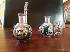 Tibeti ezüstveretes antik ópium pipa eredeti jáde golyóval
